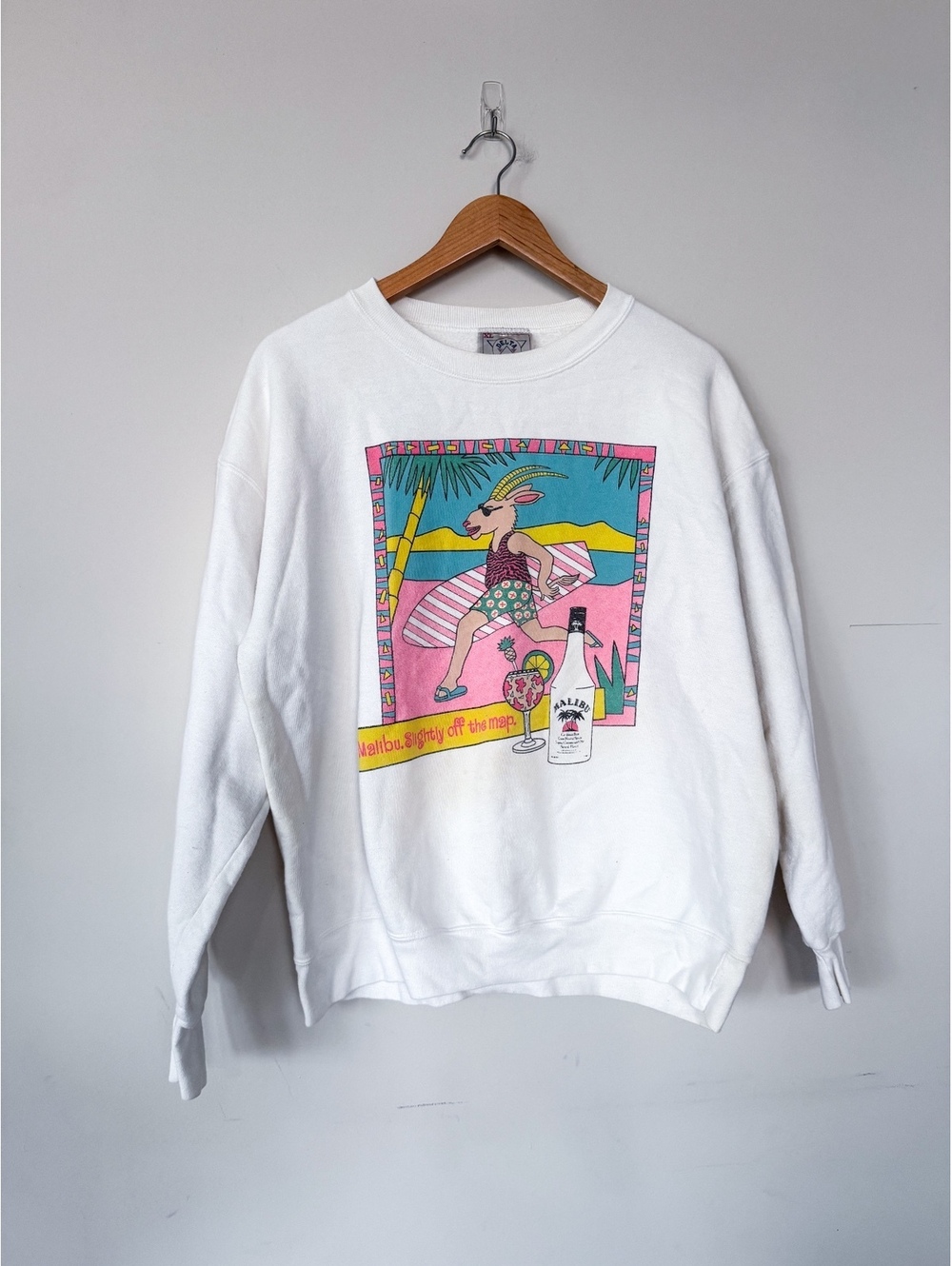 Vintage RARE Delta Malibu Rum Beachy 90s Crewneck Sweater Sweatshirt